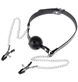 Premium Products Breathable Ball Gag with Nipple Clamps
