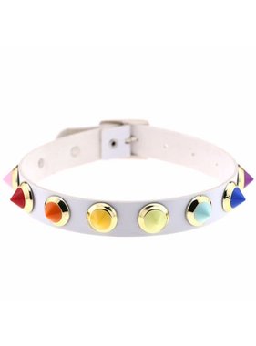 Premium Products Mini Rainbow Spiked Collar (White)