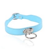 Premium Products Small Leather Bondage Collar with O Ring (Blue)