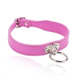 Premium Products Small Leather Bondage Collar with O Ring (Pink)