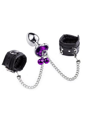 Premium Products Metal Princess Plug with Wrist Cuffs