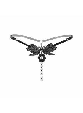 Premium Products Kissing Butterflies Pearl Thong (Black)