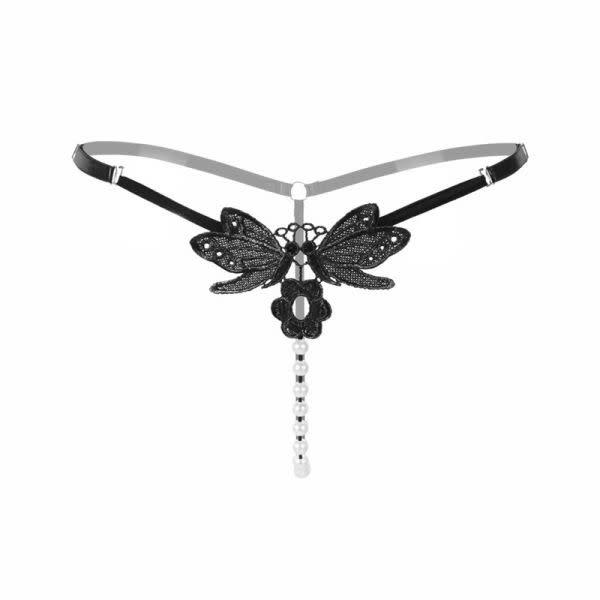Premium Products Kissing Butterflies Pearl Thong (Black)