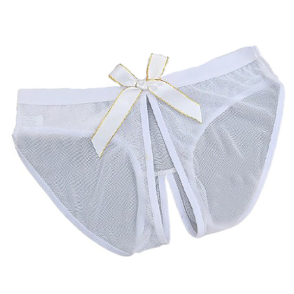 Premium Products Transparent Low-Rise Crotchless Brief (White)