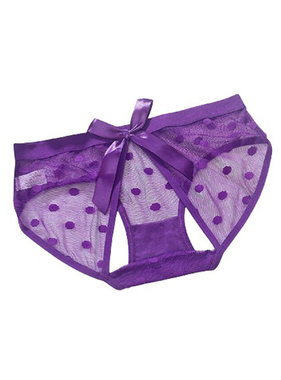 Premium Products Polka Dot Mesh Crotchless Panty (Purple)