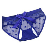 Premium Products Polka Dot Mesh Crotchless Panty (Dark Blue)