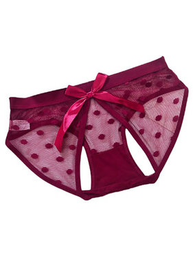 Premium Products Polka Dot Mesh Crotchless Panty (Red)