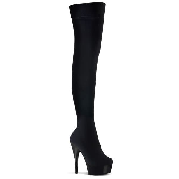 Pleaser USA DELIGHT-3002 Platform Stretch Thigh High Boot (Black)