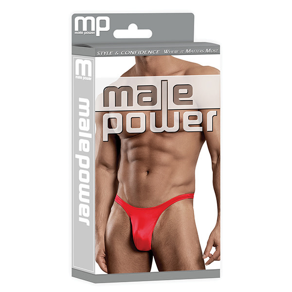 Male Power Satin Spandex Bong Thong (Red)