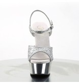 Pleaser USA DELIGHT-609G Silver Glitter & Chrome Peep Toe Sandal