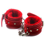 Premium Products Faux Fur Lined PU Cuffs (Red)