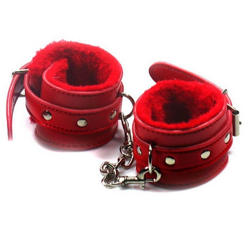 Premium Products Faux Fur Lined PU Cuffs (Red)