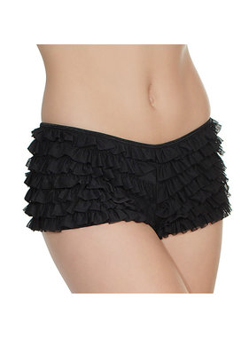 Coquette International Lingerie Ruffle Shorts with Back Bow Detail (Black)