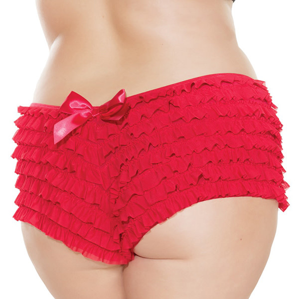 Coquette International Lingerie Ruffle Shorts with Back Bow Detail (Red)