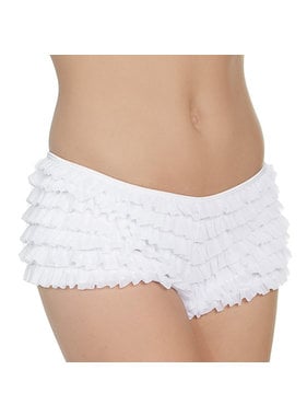 Coquette International Lingerie Ruffle Shorts with Back Bow Detail (White)