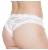 Coquette International Lingerie Floral Print Lace Crotchless Panty (White)