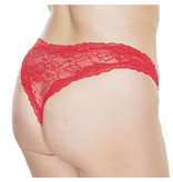 Coquette International Lingerie Floral Print Lace Crotchless Panty (Red)