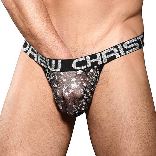 Andrew Christian Menswear Sheer Star Sparkle Jock w/ Almost Naked