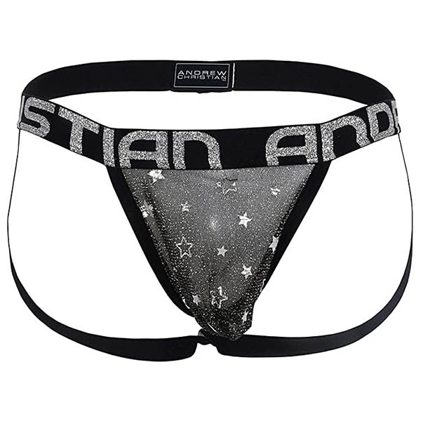 Andrew Christian Menswear Sheer Star Sparkle Jock w/ Almost Naked