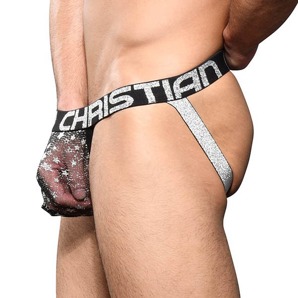 Andrew Christian Menswear Sheer Star Sparkle Jock w/ Almost Naked