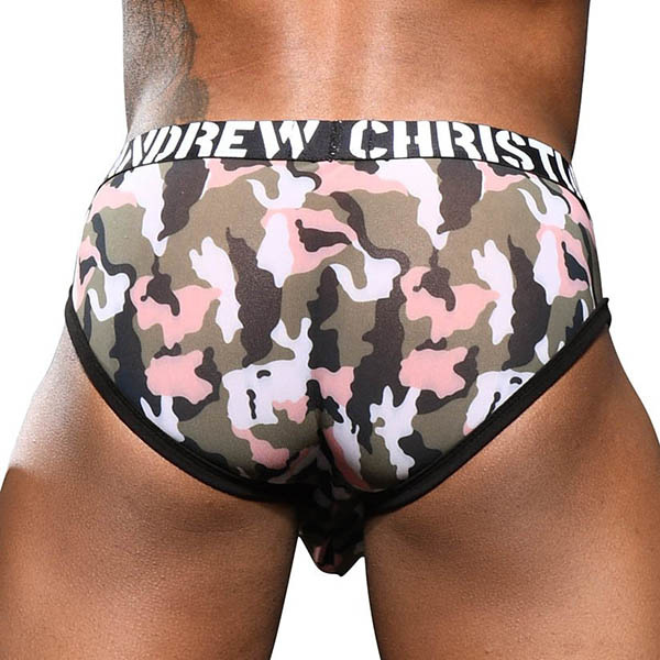 Andrew Christian Menswear Sheer Camouflage Brief w/ Almost Naked