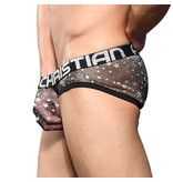 Andrew Christian Menswear Sheer Star Sparkle Brief w/ Almost Naked