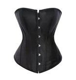 Premium Products Classic Satin Corset with Lace Up Back (Black)