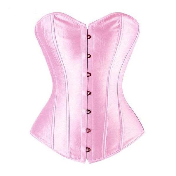 Premium Products Classic Satin Corset with Lace Up Back (Pink)