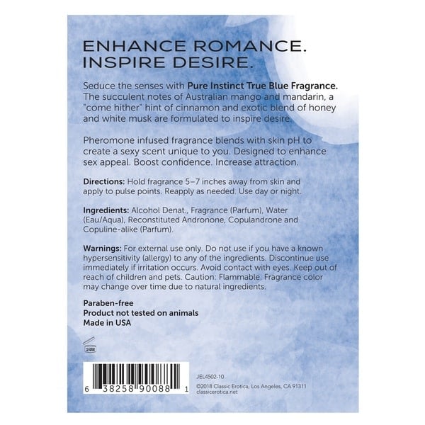 Classic Erotica Pure Instinct Pheromone-Infused True Blue Fragrance 0.74 oz (22 ml)