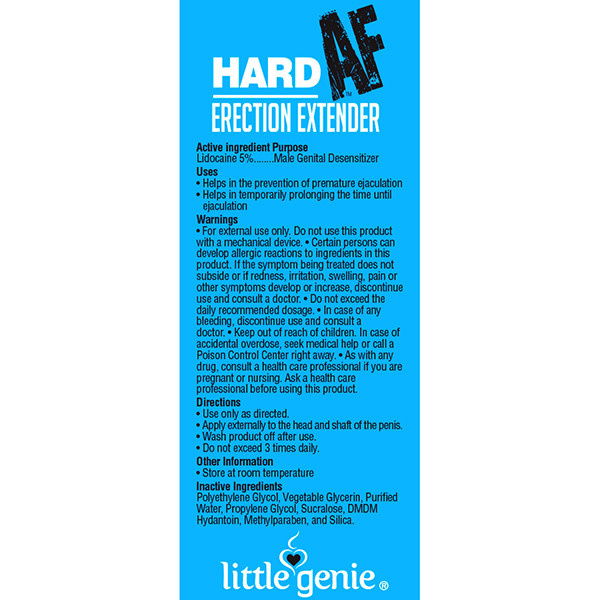 Little Genie Hard AF Erection Cream 1.5 oz / 43 ml (Lidocaine 5%)