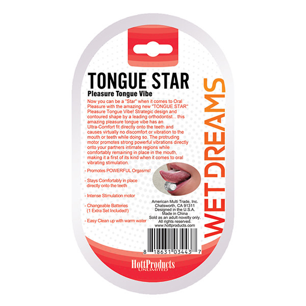 Hott Products Wet Dreams Tongue Star Pleasure Tongue Vibe (Clear)
