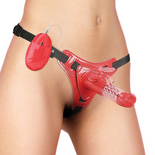 Shots America Toys Ouch! Vibrating Butterfly Strap-On (Red)