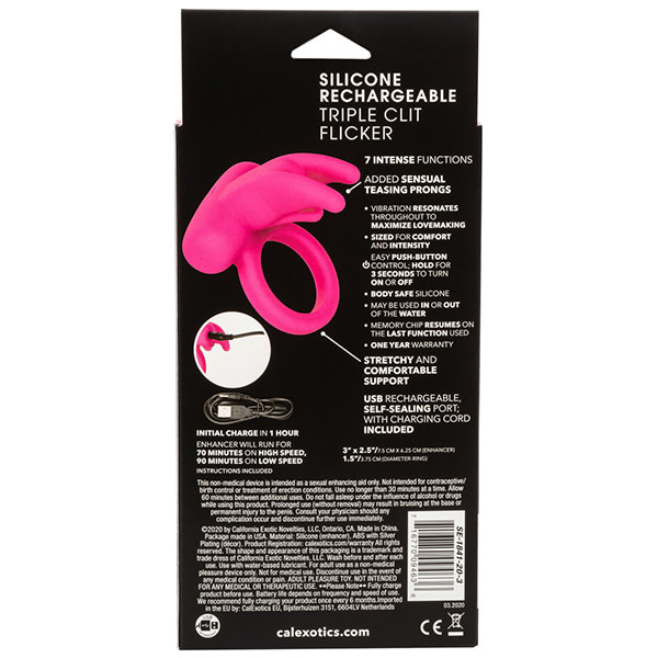 Cal Exotics Silicone Rechargeable Triple Clit Flicker