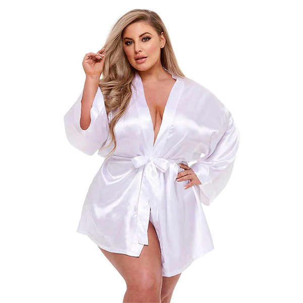 Baci Lingerie White All Satin Robe