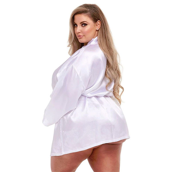 Baci Lingerie White All Satin Robe