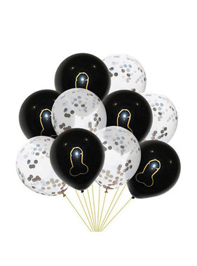 Premium Products Pecker & Glitter Balloons - Silver (Set of 10)