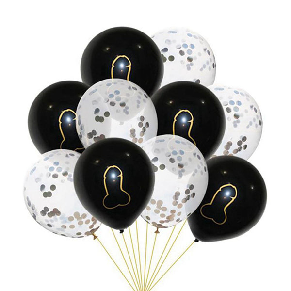 Premium Products Pecker & Glitter Balloons - Silver (Set of 10)