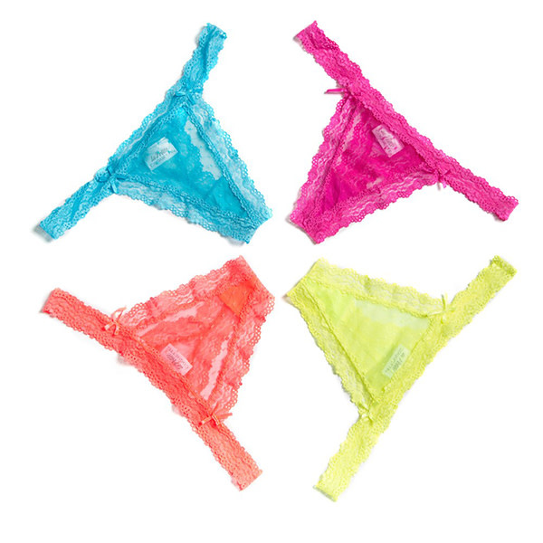 Coquette International Lingerie Pop Up Thongs 4 Pack (Assorted Colours)