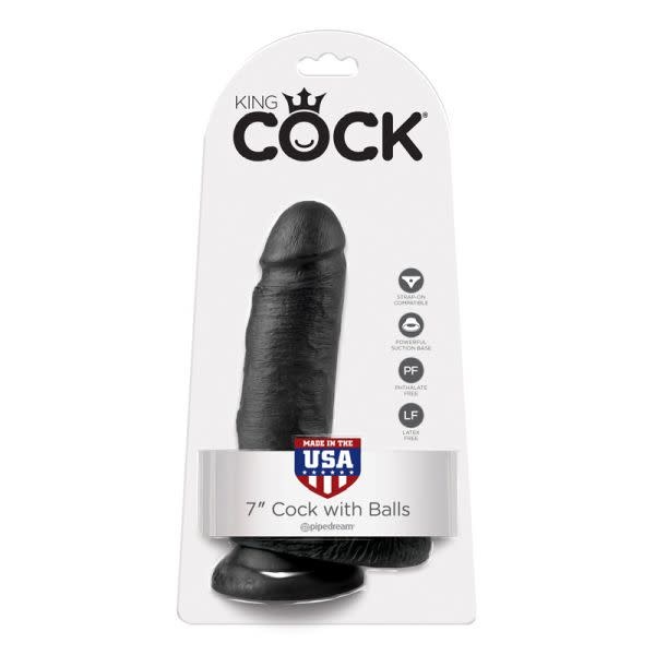 Pipedream Products King Cock 7″ Dildo with Balls (Black)