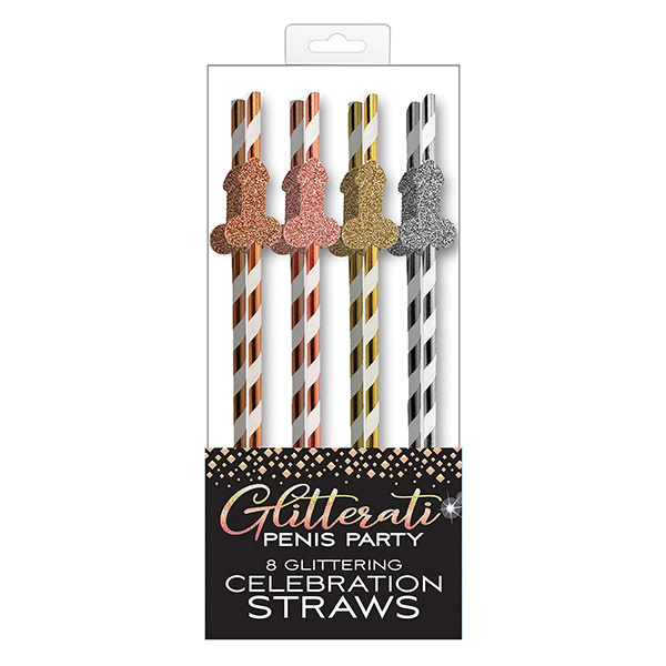 Little Genie Glitterati Penis Party Straws (Pack of 8)