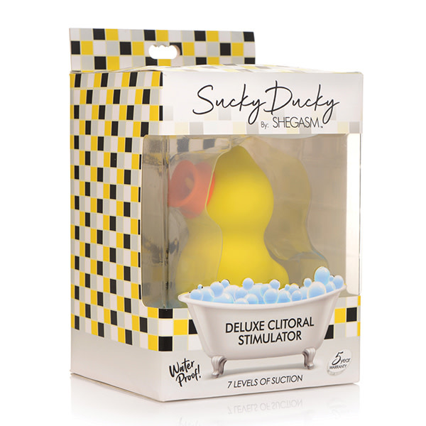 XR Brands Shegasm: Sucky Ducky Deluxe Clitoral Stimulator (Yellow)