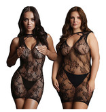 Shots America Toys Le Désir Black High Lace Neck Net Mini Dress