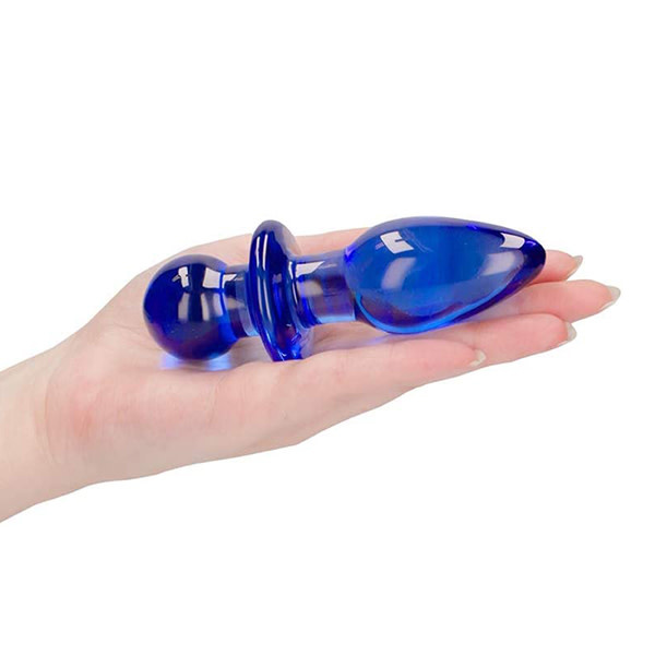 Shots America Toys Chrystalino Rocker Glass Butt Plug (Blue)