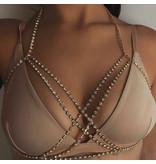 Premium Products Eavan Jeweled Chest Harness (Gold Chain)