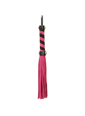 BMS Enterprises Punishment Small Suede Whip: Fuchsia with Black and Fuchsia Handle