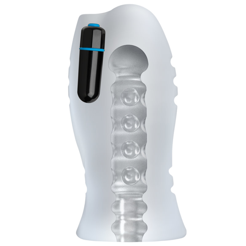 Doc Johnson Toys OptiMALE Vibrating Stroker with Massage Beads (Frost)