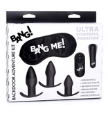 XR Brands Bang! Backdoor Adventure Remote 3 Piece Plug Vibe Kit (Black)