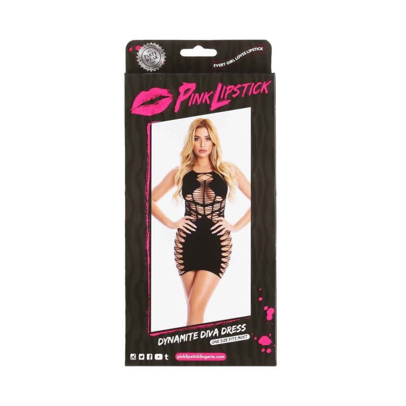 Pink Lipstick Dynamite Diva Dress (Black)