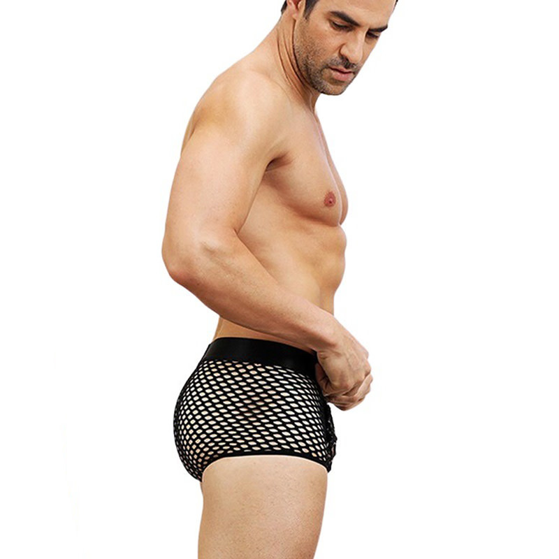 JSY Fishnet Boxer with Leopard Pouch (One Size)