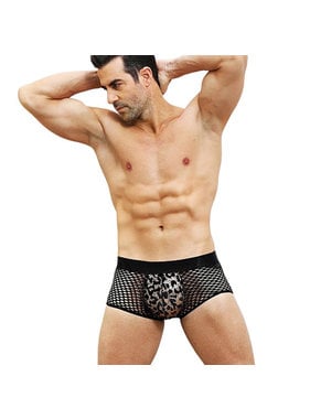 JSY Fishnet Boxer with Leopard Pouch